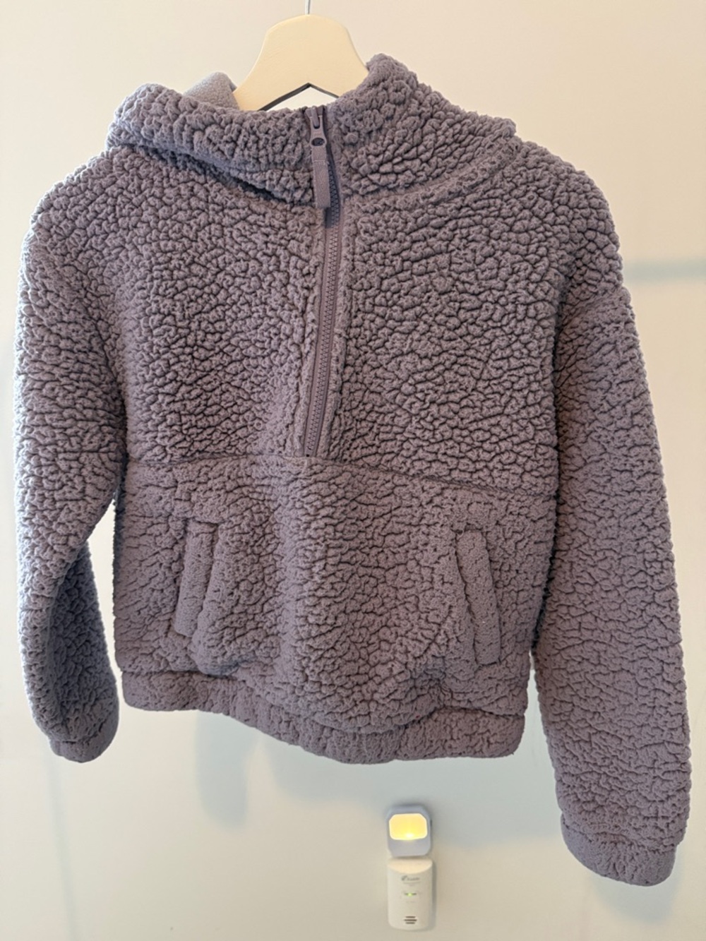 Mondetta Kids Plush Sherpa Half-Zip Hoodie - Lavender Gray